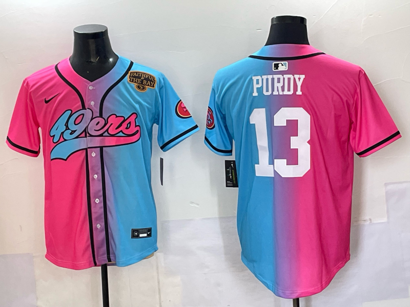 Men San Francisco 49ers #13 Purdy Blue pink Nike Limited NFL 2025 Jersey 009